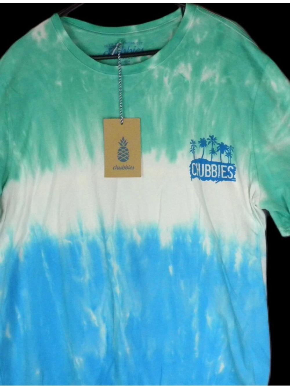 chubbies Green White Blue Tie-Dye Short Sleeve Tee
